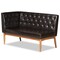 Baxton Studio Riordan Mid-Century Dark Brown Faux Leather and Walnut Brown Finished Wood 4-PC Dining Nook Set 186-11358-10552-9305-Zoro - alternate 2